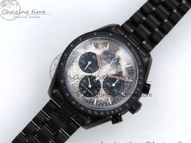 0413 Speedmaster Black Benom PVD Moon RMF Best Edition on PVD Bracelet Lemania HW WrinkleFree 7727